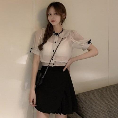 Womens Short Skirt Womens Summer New High-waist All-match Design Sense Slim Black Bust A-line Skirt