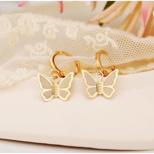 Kissme Cute Tiny Butterfly Drop Earrings For Women Gold Color Environmentally-friendly Alloy Insect Earrings New Fashion Jewelry