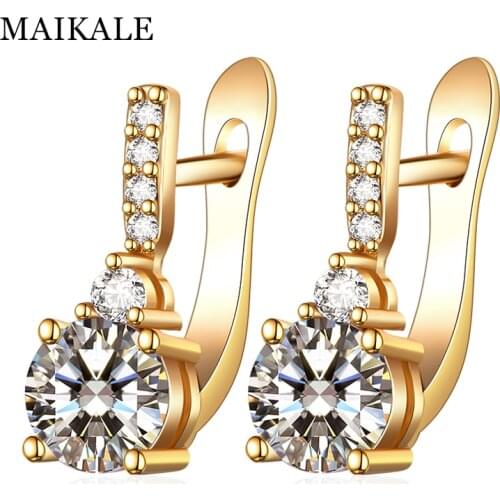 MAIKALE White Cubic Zirconia Round Earrings Copper Long Earing Classic Wild Exquisite Jewelry Earrings For Women To Friend