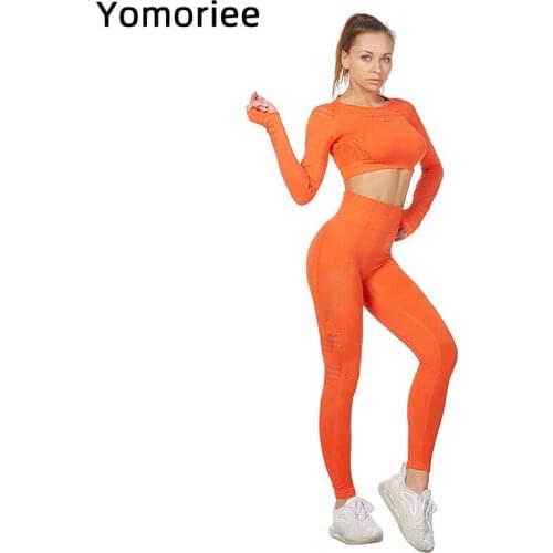 Yoga Womens Long Sleeve Suit Large Breathable Elastic Quick Drying Two-piece Set Gym Sport Workout Running Training Fitness