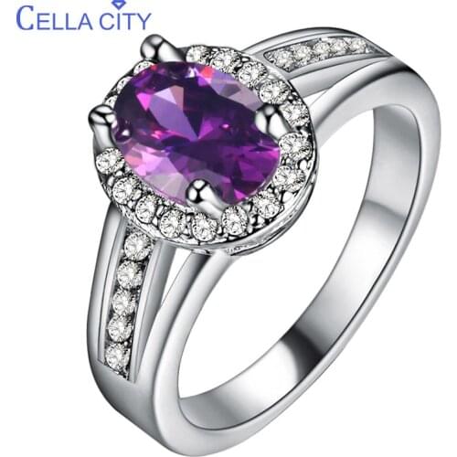 Cellacity Gemstones Silver 925 Jewelry Emerald Ring for Women Amethyst Zricon Sapphire Ruby Anniversary Female Gift Wholesale