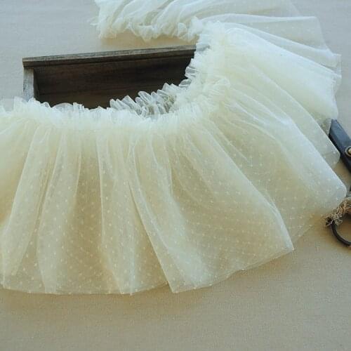 1M New Pleated Lace Fabric 20cm Dot Lace Collar Ribbon Sewing Guipure Craft Supplies Trim Applique Lace Accessories dentelle K31
