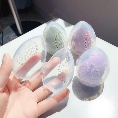 1pcs Beauty Sponge Storage Box Makeup Powder Puff Holder Cosmetics egg-shaped Breathable Plastic Puff Dry Box for Makeup Tool