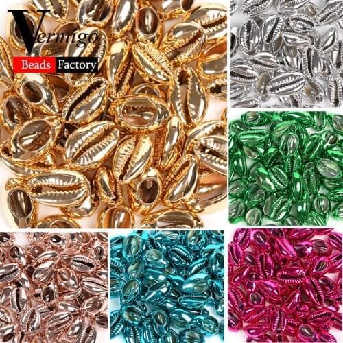 10-20mm Natural Shell Beads Silver Gold Plated Seashell Cowrie Conch Beads Beach Jewelry Making Diy Bracelets Necklace