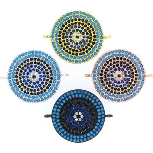 10pcs Fashion Cubic Zirconia Charm Connector For Necklace Pave Micrro Cz Evil Eyes Connecto For Jewelry Making