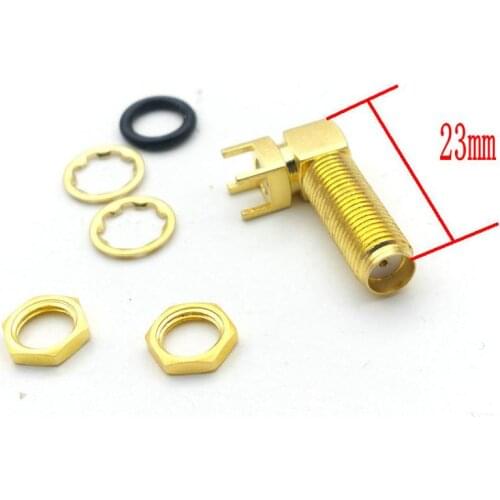 100pcs SMA Female Right Angle Bulkhead Mount Thru Hole PCB Solder Connector