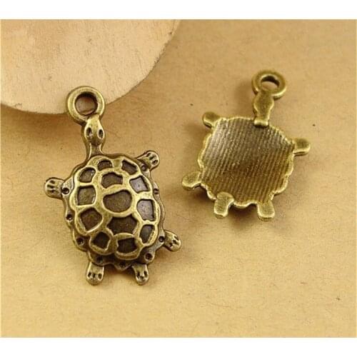 15pcs 24x14mm Antique Bronze Plated Tortoise Charm Pendant DIY Handmade Jewelry Accessories