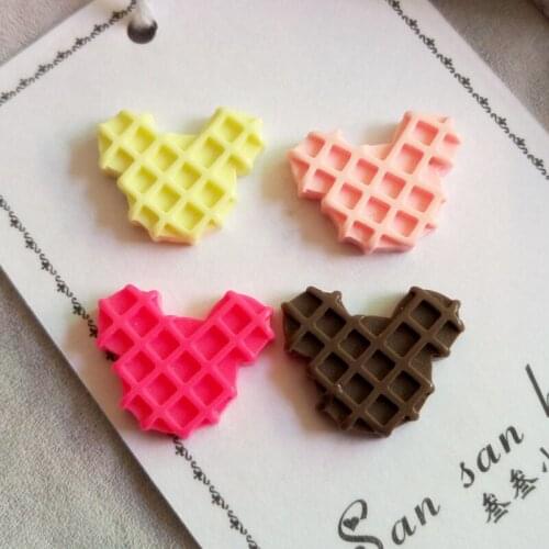 20pcs Kawaii Flatback Resin Cabochons Simulation Food Mickey Ear Shaped Cookie Biscuit Mobile Phone Beauty DIY Home Decoration
