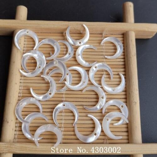 200pcs/lot 12mm Natural Moon cut Mother of Pearl shell for DIY Jewelry Moon Mother of Pearl Shell for Necklace & Earrings