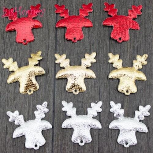 300pcs Christmas Reindeers Appliques 26mm Gold,Silver,Red Colors Christmas Ornaments Scrapbook,Christmas Party Decor,DIY Crafts