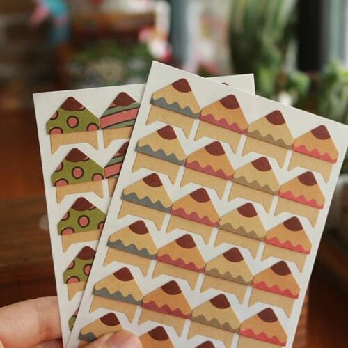 48 pcs/lot Colored pencils crayons Corner Paper Scrapbooking DIY Stickers for Photo Album Protect photo Frame albums decorations