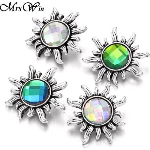 6pcs/lot New Snap Jewelry Rhinestone 18mm Flower Snap Button Fit Snap Buttons Bracelet Necklace for Women Button Jewelry