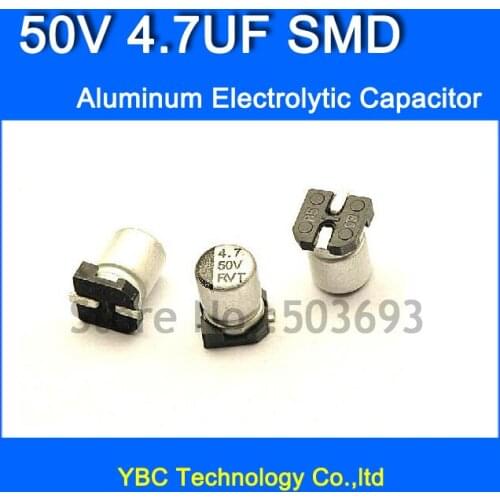 Free Shipping 200pcs/lot 50V 4.7UF SMD Aluminum Electrolytic Capacitor 4*5MM