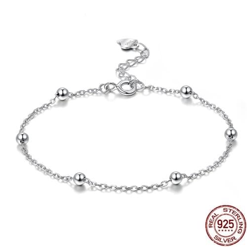 ZEMIOR Real 925 Sterling Silver Bracelets For Women Spacer Bead Chain Bracelet Minimalist Fine Jewelry Hot Selling Birthday Gift