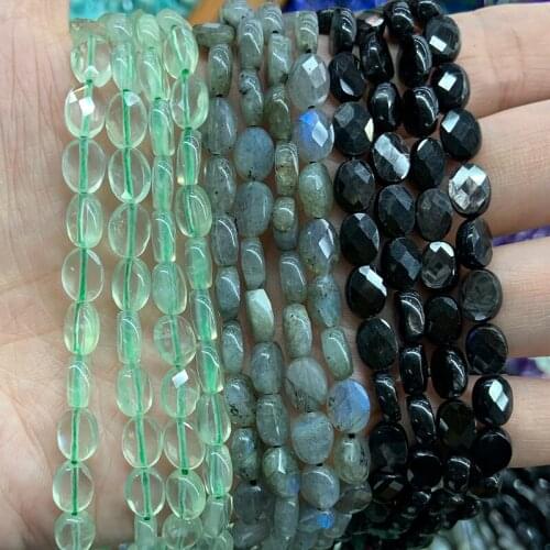 6x8mm Natural Prehnite Labradorite Perilla pyroxene Stone Beads 15'' Faceted Oval DIY Loose Beads For Jewelry Making Beads Gift