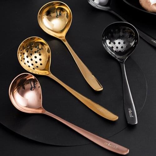 Household hot pot colander, soup spoon set, 304 stainless steel filter mesh spoon, food grade spoon