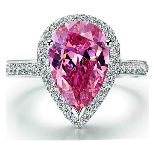 Choucong Dazzling Pear Cut Pink 5A Zircon stone 925 Sterling Silver Engagement Wedding Ring Sz 5-11 Free shipping Gift