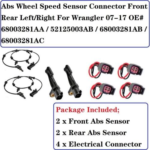 68003281AC Front Rear Left Right ABS Wheel Speed Sensor For Jeep Wrangler 07-17 52125003AA, 52125003AB, 52125003AD, 52125003AC