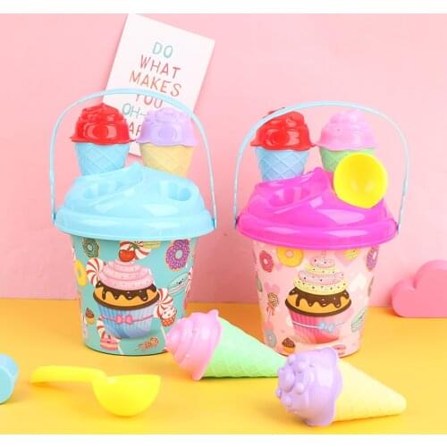 1set Children Outdoor Beach Ice Cream Bucket Model Play Sand Sandpit Play Toys Random Color