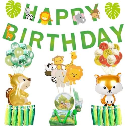 Jungle Party Animal Foil Balloon Zoo Animal Jungle Theme Birthday Party Kids Birthday Cartoon Balloon Safari Party Decoration