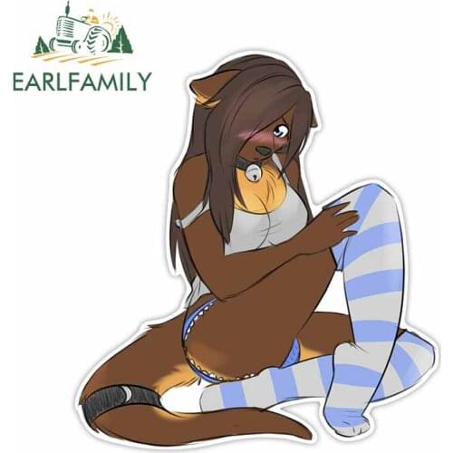 EARLFAMILY 13cm x 11.7cm for Furry Art Sexy Female Car Stickers Anime Refrigerator Bumper Body for Car Personality Decal