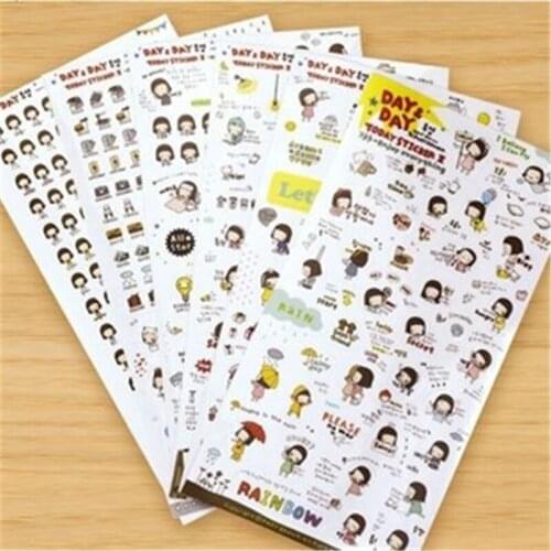 G210 Korean stationery Bobo head girl sticker transparent decorative sticker suit Diaries entry Stationery office supplies