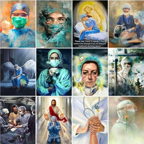 HUACAN Full Square Diamond Painting Angel Doctor Diamond Embroidery Portrait Nurse Picture Of Rhinestone Mosaic Decor For Home