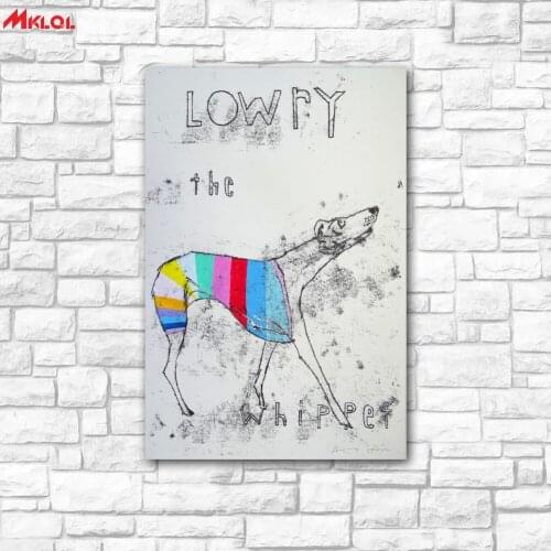 Large Wall Art,Whippet,Restaurant study Bedroom Decor Wall oil Painting Print Nice wall picture for living room no frame colour