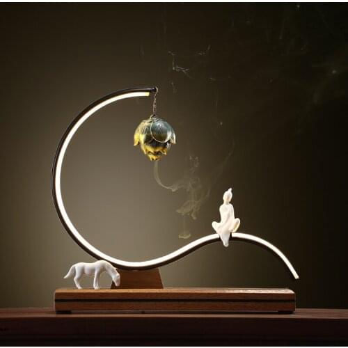 Chinese Creative Incense Burner Ceramics Living Room Electrical Backflow Zen Waterfall Incense Burner Encensoir Home Decor DB60X