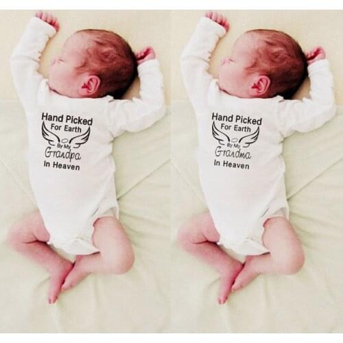 Newborn Baby Onesie Hand-picked for The Earth By My Grandpa Grandma Baby Boys Girls Body Summer Casual Long-sleeved Baby Rompers