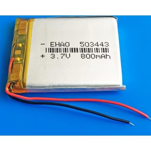 3.7V 800mAh 503443 li-po polymer lithium rechargeable battery for MP3 GPS navigator DVD recorder headset e-book camera