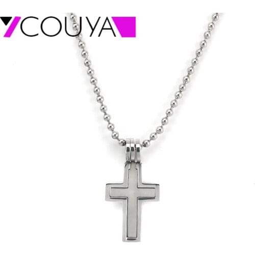 Small Stainless Steel Cross Pendant Necklace Elegant Cute Silver Color Cross Charm Necklace For Men and Women