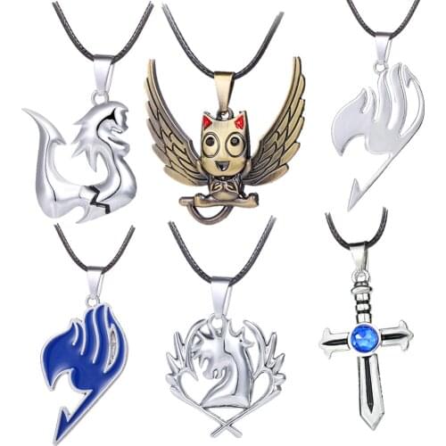 Mengtuyi Cartoon Tail Fairy Jewelry Statement Necklace Leather Chain Cross Cute Pendants Choker For Men Women Car Accessory