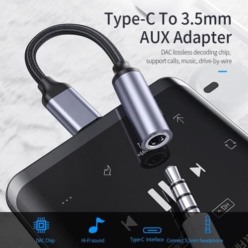Mini Aluminum Alloy Type-c to 3.5mm Jack Audio Converter Cable Earphone Adapter