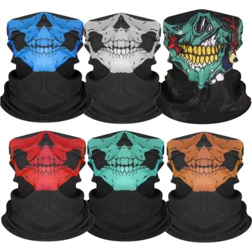 Skeleton Magic Neck Face Bandana Bicycle Ski Skull Half Face Mask Scarf for Men Women Halloween Party Mask Gaiter Summer Scarves