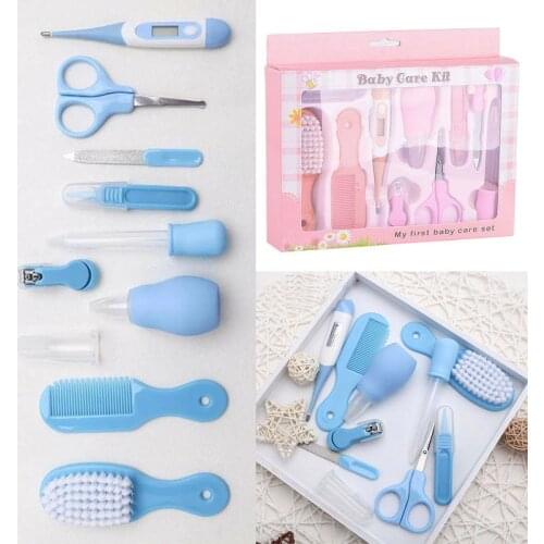 10pcs Newborn Health Care Set Baby Temperature Measurement Nail Hair Brush Thermometer Kids Kit
