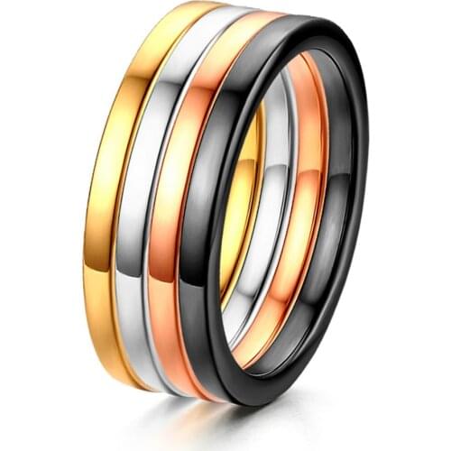 BONISKISS 4Pcs 2MM Stainless Steel Knuckle Stacking Rings for Women Girls Wedding Engagement Ring Finger Stackable Rings Set