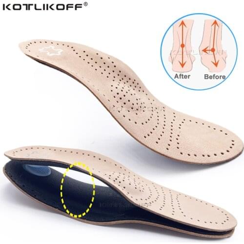 Orthopedic Shoes Sole Genuine Leather Insoles For Feet Deodorizes Absorbs Sweat Insert Pad Arch Foot Pad X/O Type Leg Correction