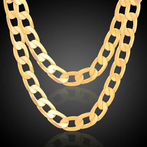 Curb Chain Necklace Yellow Gold Filled Mens Jewelry 24inches