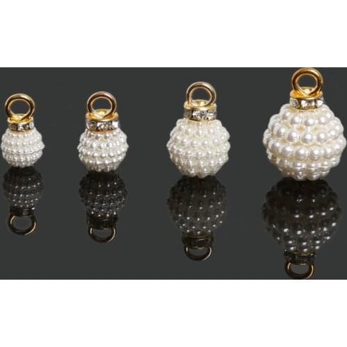 New 10Pcs/lot ABS Ivory Color Imitation Pearl Charm Pendant Round Beads For DIY Earring Bracelet Choker Necklace Jewelry Making