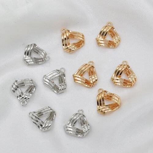 Zinc Alloy Gold Silver Geometric Twisted Triangle Charms Pendant Charms 15mm 10pcs/lot For DIY Fashion Earrings Jewelry Material