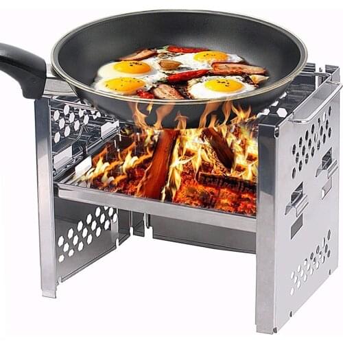Portable Camping Folding Stove Outdoor Barbecue BBQ Camping Stove Stainless Steel Grill With Non-stick Outdoor Picnic Cocina