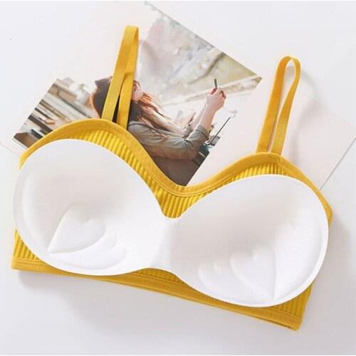 Casual Women Underwear Shear Seamless Vest Bra Tops Slim New Solid Crop Top Without Steel 2021 New Ring Ladies Slim