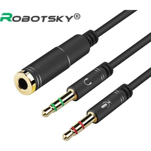Robotsky 3.5mm Jack Smartphone Headphone Splitter cable 1 Female to 2 Male Stereo Audio Y Splitter Cable