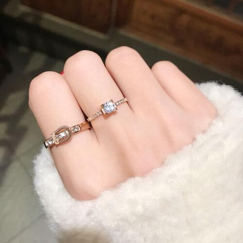 YUN RUO Luxury Pave Zircon Stone A Carat Wedding Ring Rose Gold Woman Gift Fashion Titanium Steel Jewelry Not Fade Drop Shipping