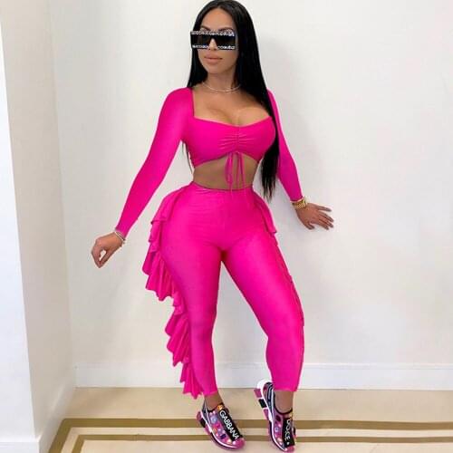 Sexy Night Club Outfits for Women Matching Sets 2020 Fall Fashion Two Piece Set Top and Pants Leggings Festival Clothing Sets