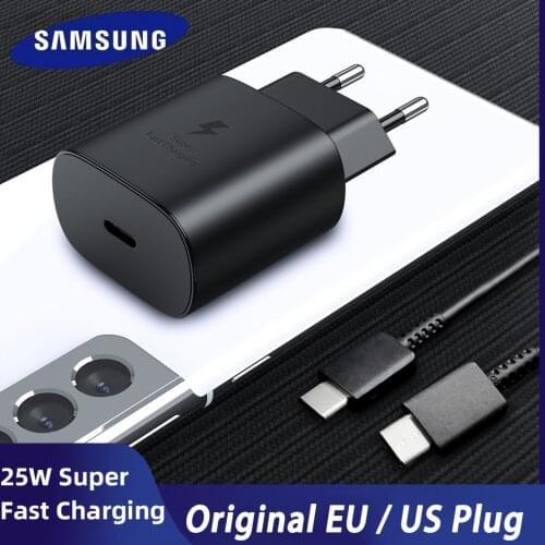 For Samsung S21 Note 20 10 A70 Super Fast Charger Cargador 25W EU Power Adapter For Galaxy Note20 S20 A90 A80 S10 5G TypeC Cable