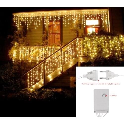 5M Curtain Icecle Led String Light Droop 0.4/0.5/0.6m Christmas Holiday Garlands Faiy Xmas Party Garden Stage Decorative Led