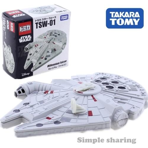 Takara Tomy Tomica Disney Star Wars Vehicle TSW-01 Millennium Falcon Figure Minicar Toy Diecast Spaceship Mould Base Model Kit