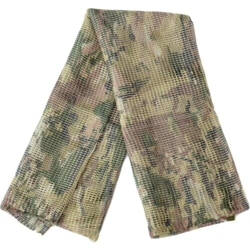 Military Camouflage Tactical Mesh Scarf Sniper Face Scarf Veil Camping Hunting Breathable Headband Mesh Net Scarf Sportswear